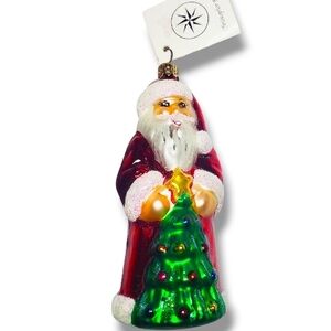 NWT Christmas Christopher Radko Ruby Santa Claus w/Tree Ornament collectible